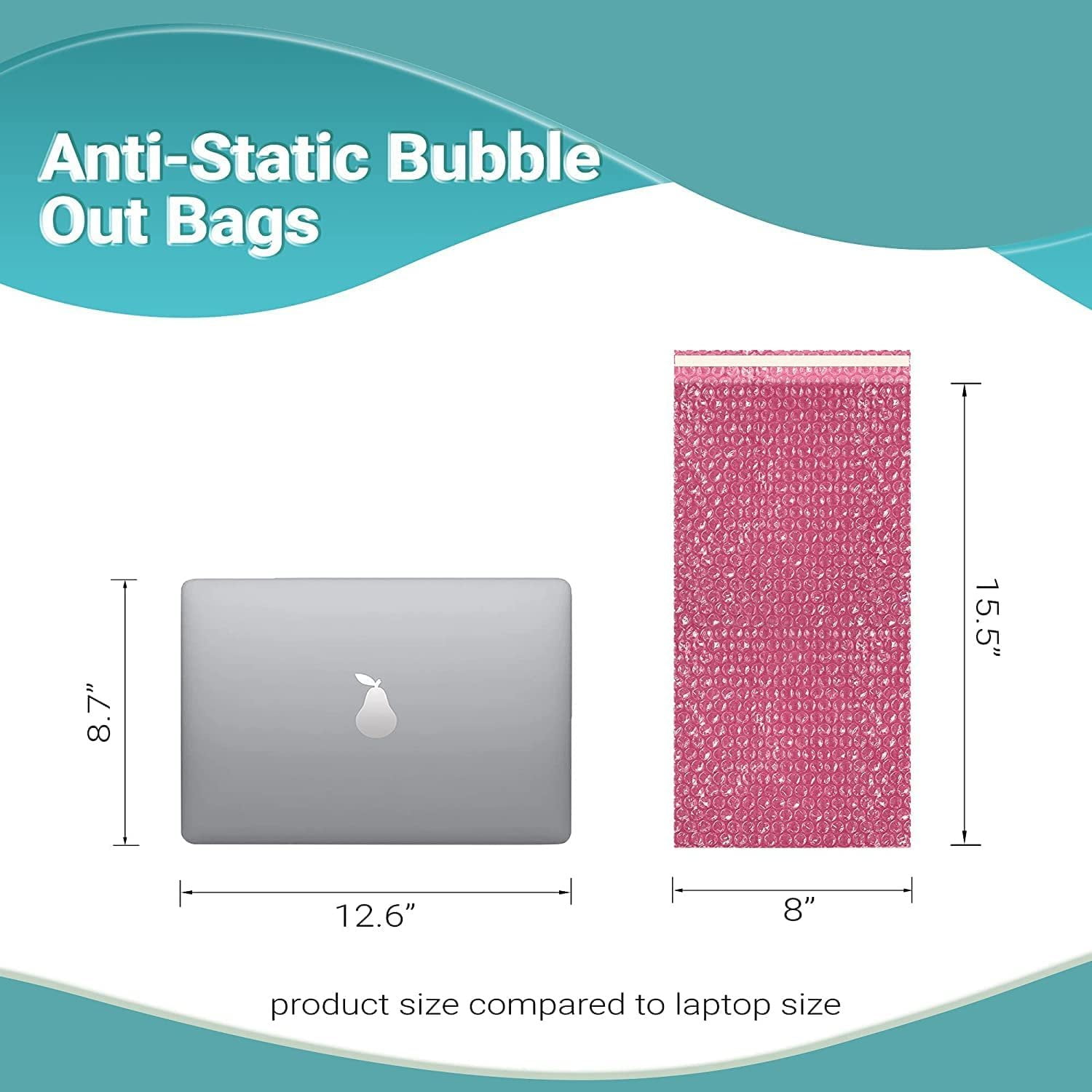 APQ Anti-Static Bubble Out Bags 8 x 15.5 Inch, Pack of 25 Pink Self Seal Bubble Pouches, Waterproof PE Anti Static Bubble Bags for Packing Electronics, Ornaments, Cushioning Sturdy Double Bubble Bag