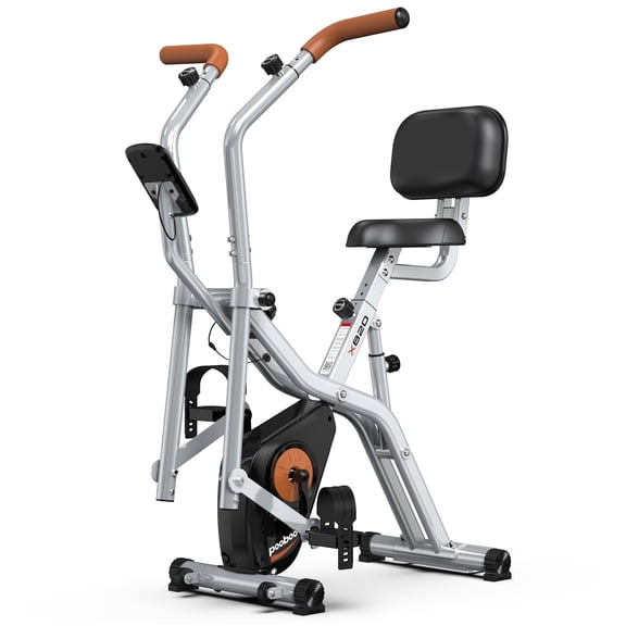 Magnetic Exercise Bike for Seniors with Arm Exerciser, Quiet Foldable Bike for Home