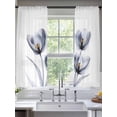 thumbnail image 2 of Light Grey Tulip Sheer Curtains 63 Inch Length 2 Panels Set, Rustic Elegant Floral Botanical Voile Window Treatment Rod Pocket Curtains Sheers Drapes for Bedroom/Living Room/Kitchen 52x"63"x2, 2 of 7