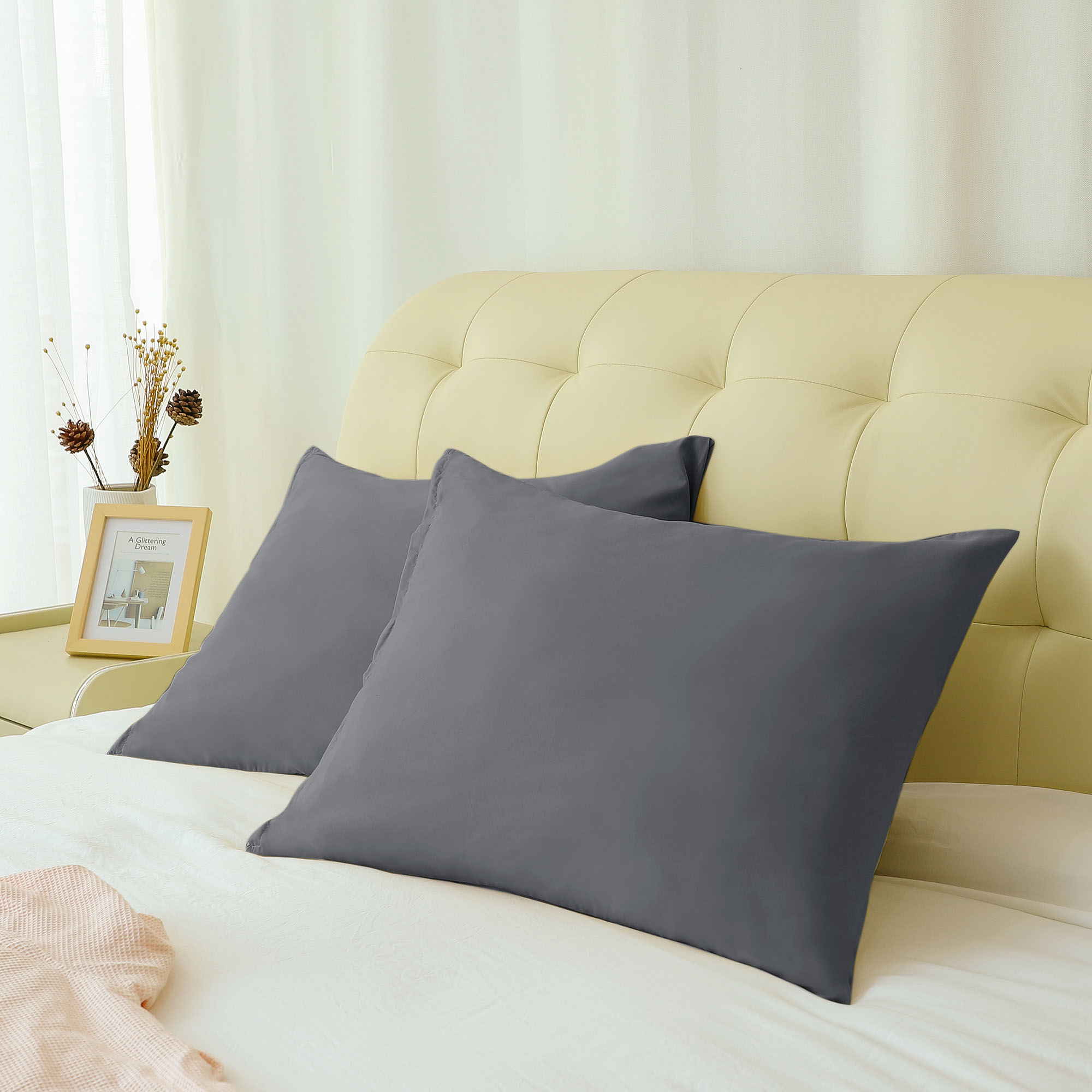 Grey Pillowcases Soft Microfiber Pillow Case Cover with Zipper Queen, 2 Pack Walmart Canada