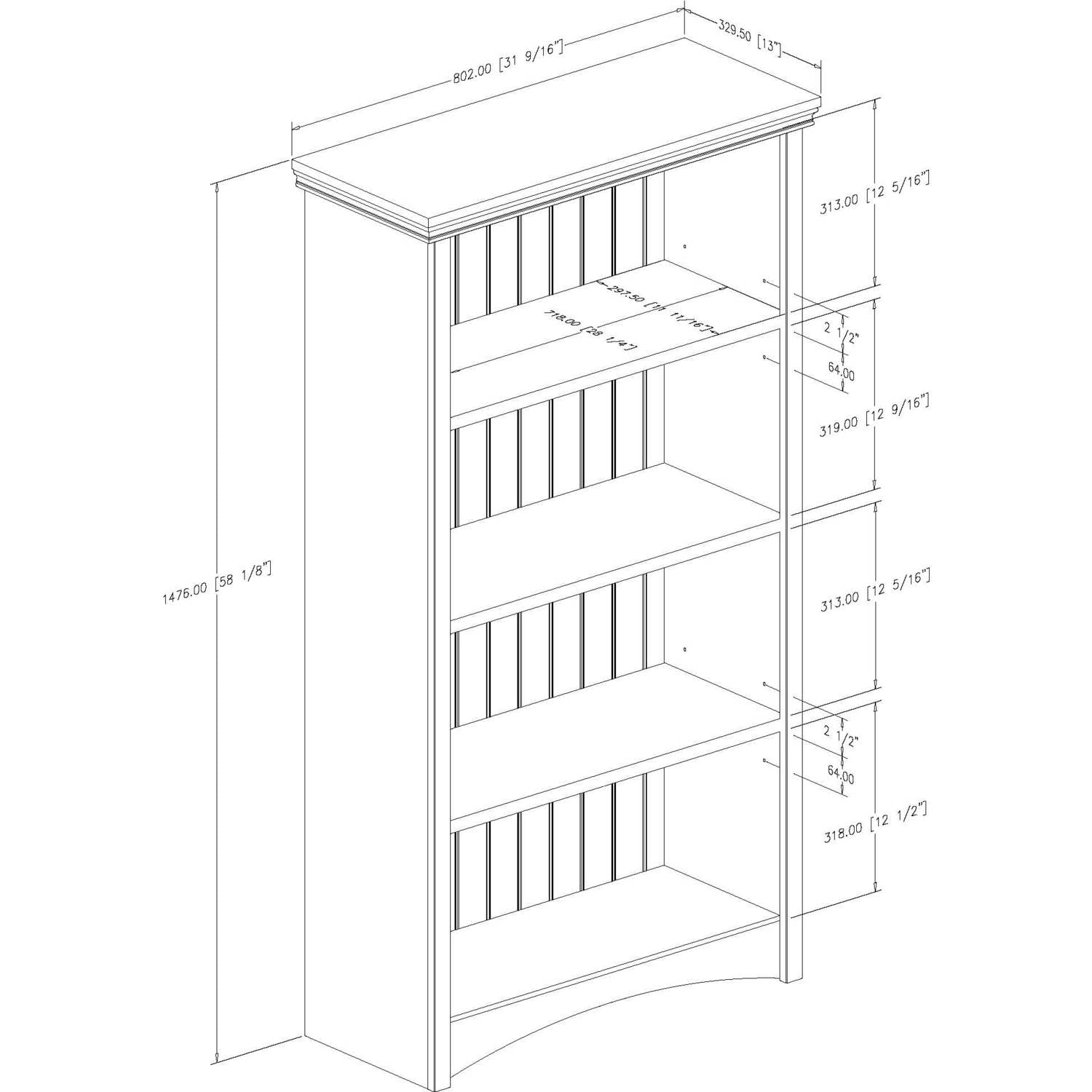South Shore Gascony 4-Shelf Bookcase, Multiple Finishes
