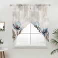 thumbnail image 5 of Spring Floral Kitchen Window Curtains, Swag Curtains Valance for Bedroom Living Room Bathroom, Teal Tulip Farmhouse Retro Botanical Herb Rod Pocket Window Curtain Block Drapes 2 Panels 36"x36", 5 of 9