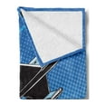thumbnail image 2 of Airport Soft Flannel Fleece Throw Blanket, Pop Art Take Off Plane and Clouds on Polka Dots, Cozy Plush for Indoor and Outdoor Use, 50" x 70", Azure Blue Sky Blue, by Ambesonne, 2 of 5