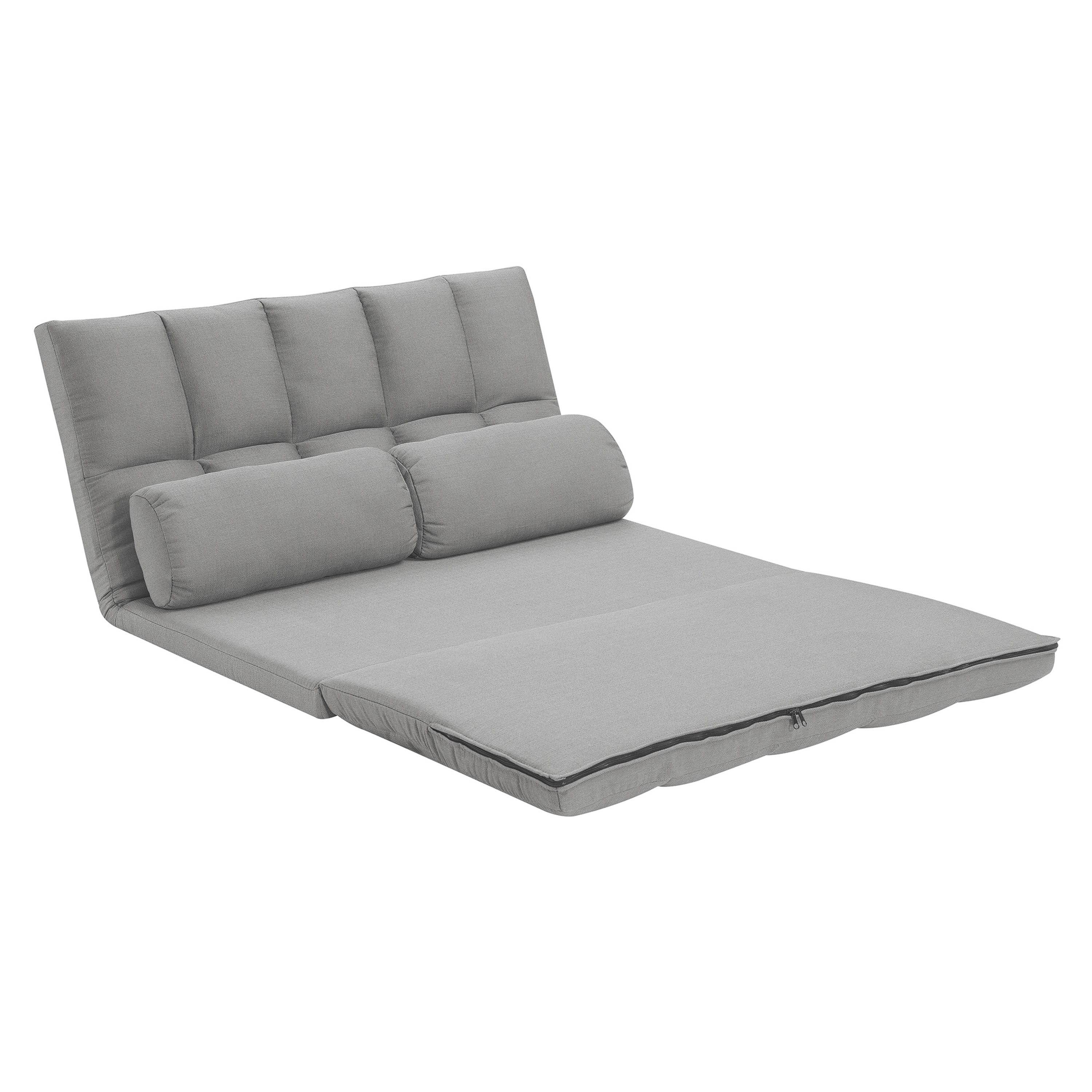 Tri-Fold Foam Folding Mattress and Sofa Bed with Pillows, Grey