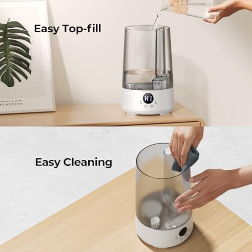 Humidifiers for Bedroom Home, 3.6 L Cool Mist Top-Fill 34H Super Long Time, Quiet 23dB, Baby Humidifier, Oil Diffuser for Large Room, House, Plant, Nursery, Office, BPA FREE, Ultrasonic (Grey)