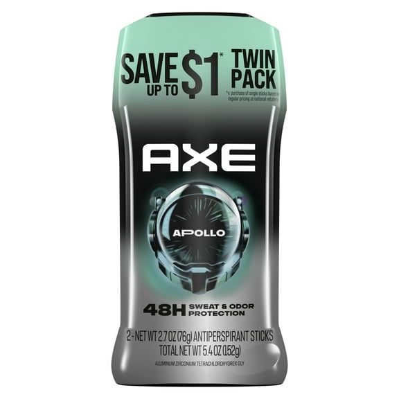 Axe Antiperspirant Deodorant Stick for Men Apollo, 2.7 oz Twin Pack