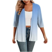 Akafmk Summer Plus Size Cardigans for Women,Lightweight Open-Front Cardigan,Women's Fashion Casual Printed 3/4 Sleeved Shirt Cardigan Loose and Casual Tops Loose Cover Up Jackets Tops