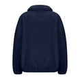 thumbnail image 4 of Oversized Half Zip Sweatshirt for Women Sherpa Pullover Tops with Pockets Fuzzy Fleece Stand Collar Sweatshirt (Navy 2XL), 4 of 5