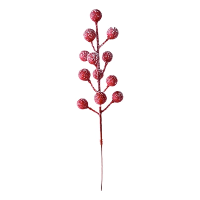 Tiges de Baies Rouges Artificielles, Baies Rouges Artificielles, Pics de Baies Enneigées, Remplisseurs de Branches d'Arbres de Noël, Baies Rouges de 7,9 Pouces pour Décorations d'Arbres de Noël, Bricolage, Mariage, 1 Pcs (Rouge)