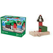 BRIO World 33574 - Train Garage - 1 Piece Wooden Toy Train Accessory for Kids Age 3 and Up & World - 33754 Magnetic Bell Signal | Accessory for Toy Train Sets for Kids Ages 3 and Up