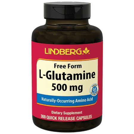 L-Glutamine Capsules | 500mg per Capsule | 300 Count | Non-GMO, Gluten Free Supplement | by Lindberg