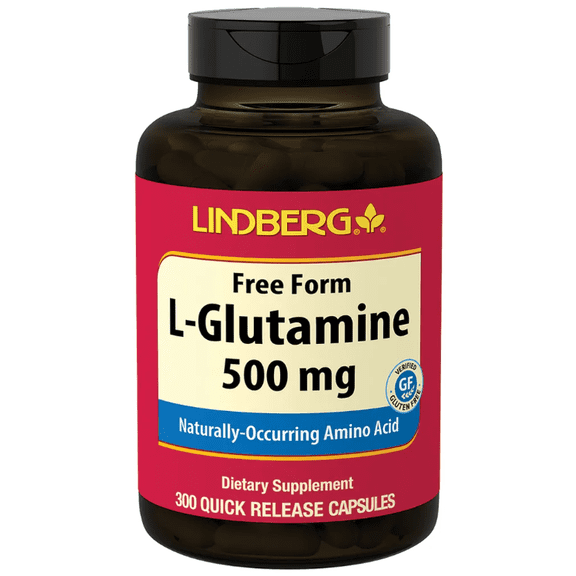 L-Glutamine Capsules | 500mg per Capsule | 300 Count | Non-GMO, Gluten Free Supplement | by Lindberg