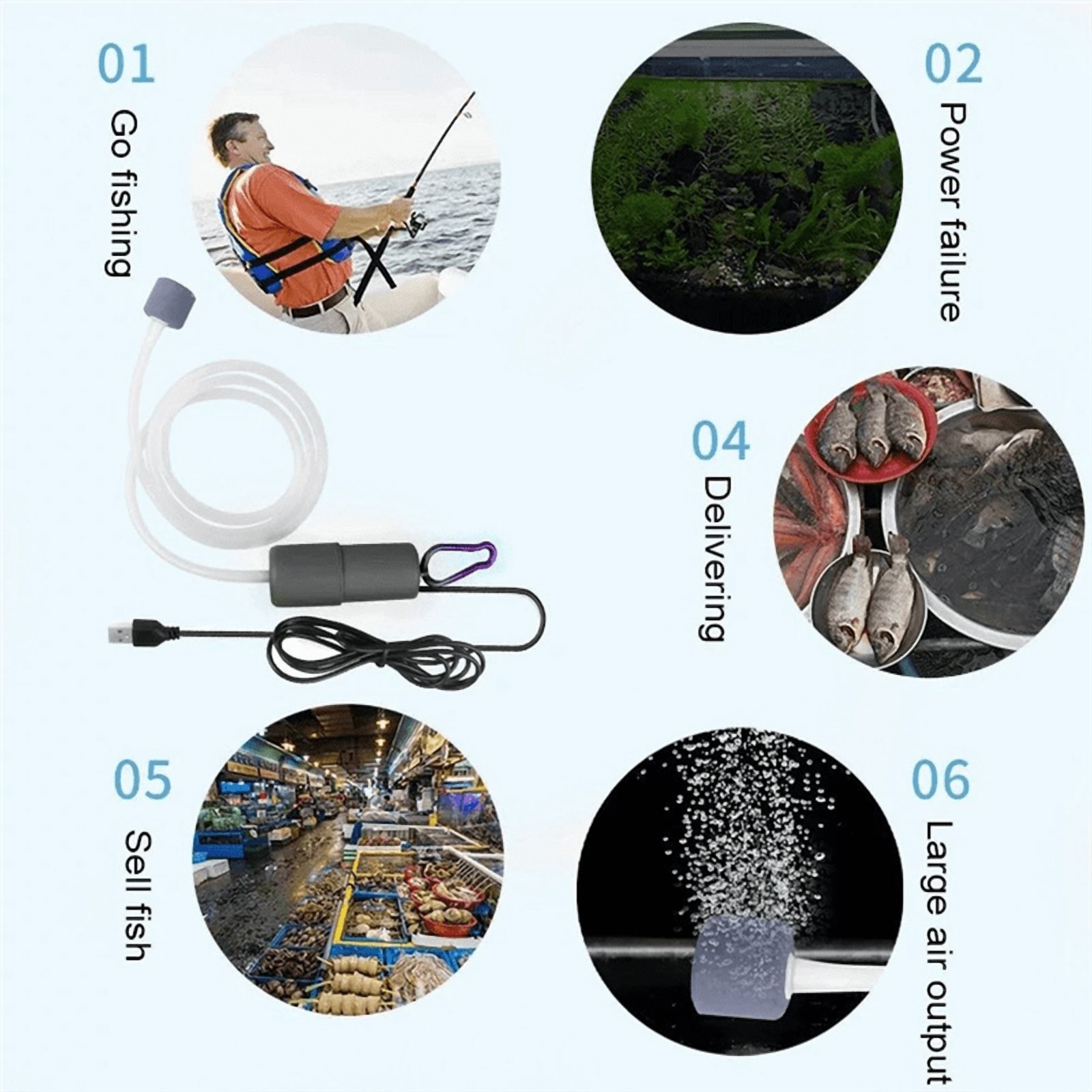 20W Aquarium Air Pump Solar Power Oxygenator for Fish Tank Oxygen Pump USB Charging Pond Water Pump,1 x Solar Aquarium Oxygen Pump Set,Black