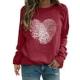 thumbnail image 2 of Baqcunre Valentine'S Day Shirts For Women Fingerprint Heart Print Round Neck Long Sleeve Top(Wine S-3XL),Long Sleeve Shirts For Women Graphic Tees For Women Holiday Tops For Women 2023 Womens Tops, 2 of 4