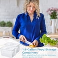 thumbnail image 4 of 2 PCS Produce Saver Containers, 1.6-Gallon Fridge Food Storage Container, Fruits Vegetables Fresh Keeper with Lid and Handle, Stackable Refrigerator Organizer with Time Dial and Drain Tray, 4 of 7