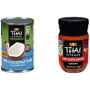 Thai Kitchen Organic Gluten Free Lite Coconut Milk, 13.66 Fl Oz & Gluten Free Red Curry Paste, 4 Oz (Pack Of 6)