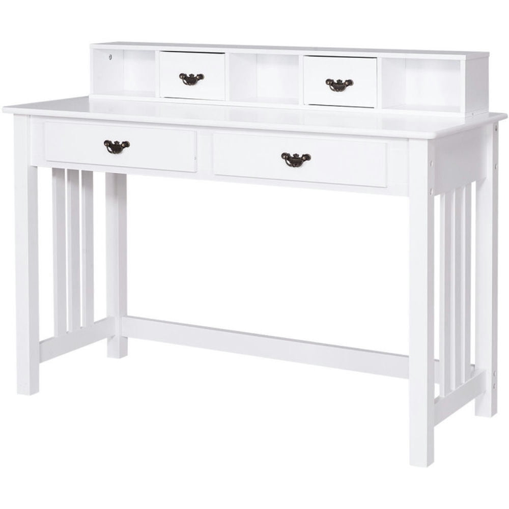 Demi Bonn Computer Desk with 4 Drawer Computer Study Table for Home Office Gaming Writing Workstation, White