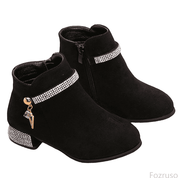 Fozruso Stylish Girls Ankle Boots Fashion Heel Student School Shoes For Toddler Kids And Daughter Matching,Warm Lined Boots Sizes 10 Little Kid(4-4.5 Years)