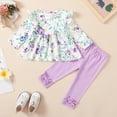 thumbnail image 4 of 6 Months Baby Girls Clothes 9 Months Girls 2PCS Outfits Set Flower Print Infant Girls Long Sleeve Top Pants Set Purple, 4 of 10