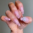 thumbnail image 1 of 24Pcs Pink Round Head Almond Fake Nails with Heart Shape Rhinestone Wearable Ballerina False Nail Tips Full Cover Press on Nail FGS, 1 of 7