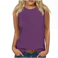 thumbnail image 2 of Tank Tops for Women under $5 Round Neck Sleeveless Summer Casual Solid Color Loose Top Purple S, 2 of 4