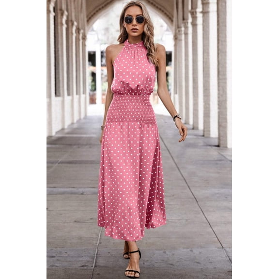 Halter Polka Dot Polka Dot Maxi Dress