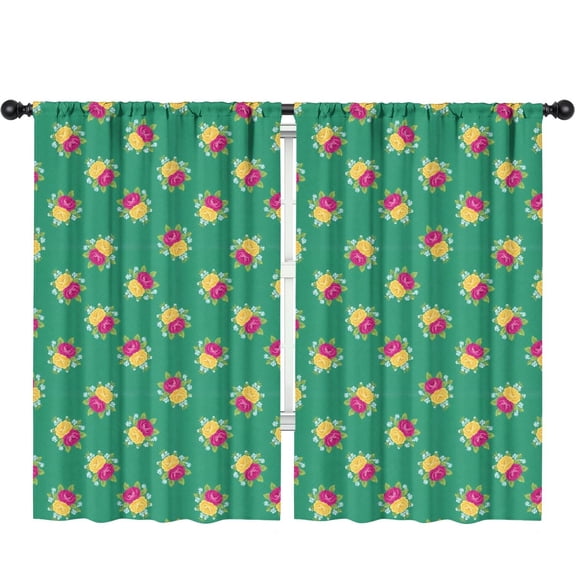 Pioneer Flower Floral Print Pattern Insulated Teens Curtains Set Of 2, Bedroom Essentials, Toddler Room Decor 52"x84"
