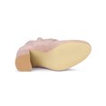 thumbnail image 5 of BLISSFUL STEP Women's Round Toe Ruffle Decor Block Heel Ankle Boots Dust Pink 9, 5 of 7