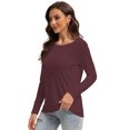thumbnail image 6 of Women Long Sleeve Shirts Tops Fall Tunic Causal Fashion Round Neck Basic Tee, 6 of 6