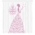 thumbnail image 3 of Ambesonne Love Shower Curtain, Cartoon with Butterflies Gown, 69"Wx70"L, Pink and White, 3 of 5