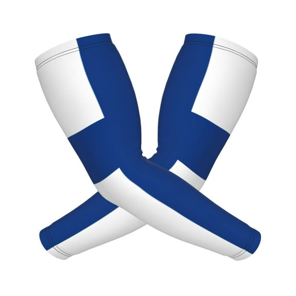 Cooling Compression Arm Sleeves Flag Of Finland Sun Protection Sport Arm Sleeves For Men Women Baseball Basketball Running