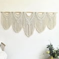 thumbnail image 2 of Extral Large macrame wall hanging, 71'' W x 32'' L boho wall art tapestry wall decor for urban entryway headboard woven wall art, big fiber art over couch art for Yarn hallway (Beige-C), 2 of 9