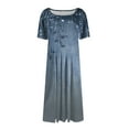 thumbnail image 4 of DBAIXID Knee Length Dress for Women Summer Plus Size Short Sleeve Crewneck Floral Print Flowy Midi Dresses with Pocket Dark Blue 2XL, 4 of 5