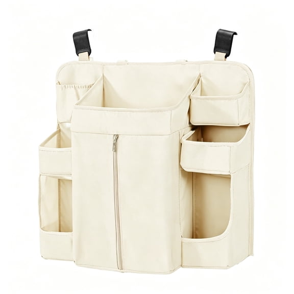 Crib Diaper Caddy, Hanging Nursery Organizer, Washable Diaper Storage , Multi-Pocket Crib Rail Organizer for Infant Care Items, Wipes, and Bottles