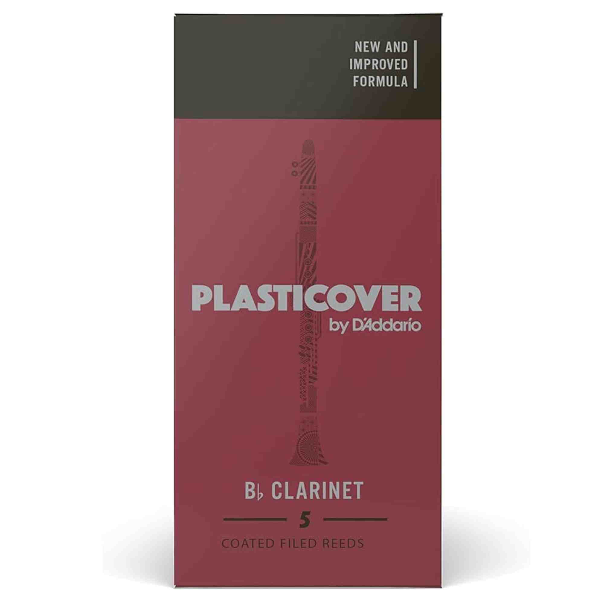 Plasticover by D'Addario Bb Clarinet Reeds, Strength 2.5, 5-pack