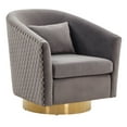 thumbnail image 4 of SAFAVIEH Couture Clara Contemporary Velvet Quilted Swivel Tub Chair, Slate Grey, 4 of 7