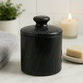 thumbnail image 3 of Creative Home SPA Collection Natural Black Marble Cotton Ball Holder, Storage Jar, 3 of 6