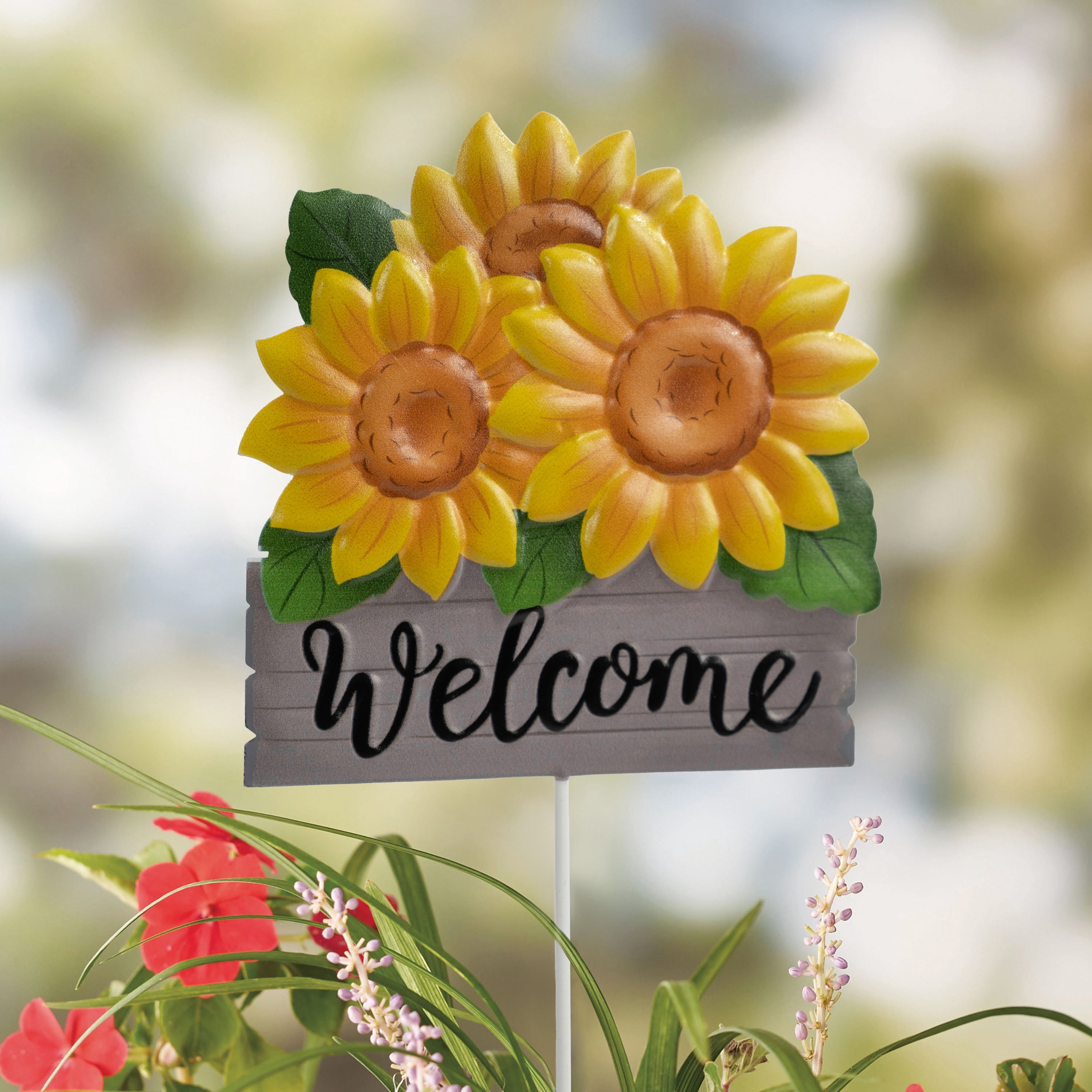 Mainstays Weather-Resistant Metal Sunflower Garden Stake, Orange