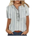 thumbnail image 2 of Fesfesfes Women Shirts Women Summer Casual Short Sleeve T-Shirt Button Round Neck Pullover Blouse Tops Short Sleeve Tops for Women 3XL(US:14), 2 of 5
