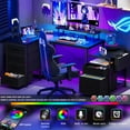 thumbnail image 3 of Homieasy Reversible L Shaped Computer Desk with Fabric File Drawers, 70.8" Large Office Desk with RGB LED Lights & Power Outlets & Monitor Stand & CPU Stand, Sturdy Corner Gaming Desk, Black, 3 of 8