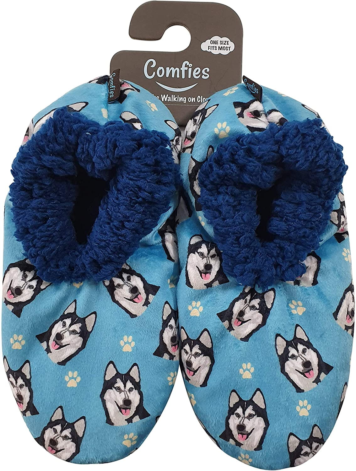 Comfies Womens Husky Dog Slippers Sherpa Lined Animal Print Booties