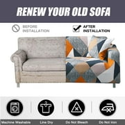 NEWEEN Sofa Cover High Stretch Elastic Fabric 1 2 3 Seater Sofa Slipcover Chair Loveseat Couch Cover Polyester Spandex Furniture Protector Cover with 1 Pillowcase (3 Seater, Checkerboard)