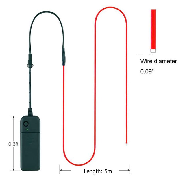 Lámpara EL Línea luminosa flexible Luz de neón Ultra brillante EL Cable de luz fría (Rojo) Likrtyny Para estrenar