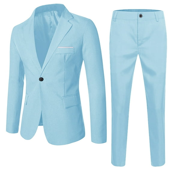 HBFAGFB Suits for Boys Kids Spring Autumn Trendy Long Sleeve Suit Jackets Slim Fit Pants Blue Size M