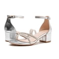 thumbnail image 7 of Women's Open Toe Ankle Strap Low Block Chunky Heels Sandals Silver Size 5, 7 of 7
