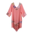 thumbnail image 5 of TMOYZQ Bohemian Summer Dress for Women Beach Swimsuit Cover Up Chiffon Hollow Out Floral Short Sleeve Sundress Casual Loose Tassel Beach Dress, 5 of 5