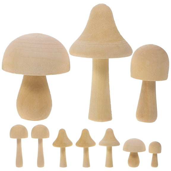 PENIKOKO  12Pcs Unfinished Wood Mushroom Figures for DIY Projects Micro Landscape and Ornamentation