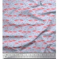 thumbnail image 1 of Soimoi Poly Georgette Fabric Grass & Flamingo Bird Printed Fabric 1 Yard 52 Inch Wide, 1 of 3