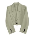 thumbnail image 4 of Women Cropped Blazer Jacket Lapel Long Sleeve One Button Suit Coat, Slim Fit Casual Office Outerwear for Spring Fall, 4 of 4