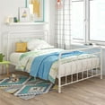 thumbnail image 6 of Pemberly Row Farmhouse Metal Full Frame Bed with Side Rails in White, 6 of 8
